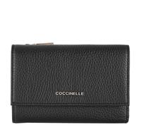 Coccinelle Leder Geldbörse Metallic Soft Wallet Grainy Leather Noir schwarz
