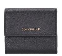 Coccinelle Geldbörse Metallic Soft genarbtes Leder schwarz