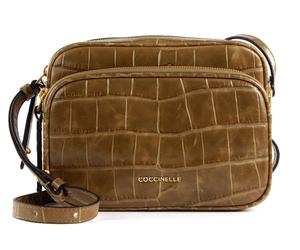 COCCINELLE Lea Croco Maxi Crossbody Bag Moss Green