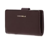 Coccinelle Leder Geldbörse Metallic Soft Mini Wallet Grained Leather Berry dunkelviolett