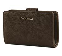 Coccinelle Leder Geldbörse Metallic Soft Mini Wallet Grained Leather Brunette Dunkelbraun