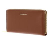 Coccinelle Portemonnaie Metallic Soft Wallet – genarbtes Leder – Cognac