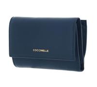Coccinelle Leder Geldbörse Metallic Soft Wallet Grainy Leather Deep Blue blau