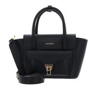 Coccinelle Leder Handtasche Umhängetasche Double Beat Grained Leather Handbag Noir schwarz