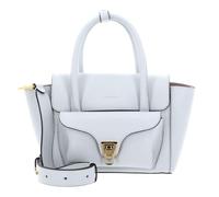 Coccinelle Leder Handtasche Umhängetasche Double Beat Grained Leather Handbag Snow hellgrau