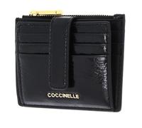 Coccinelle Leder Kartenetui Metallic Shiny Wrinkled Card Holder Noir schwarz