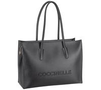 Coccinelle Leder Shopper Schultertasche mit Laptopfach Myrtha26 Handbag Grained Leather Noir schwarz