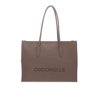 Coccinelle Leder Shopper Schultertasche mit Laptopfach Myrtha26 Handbag Grained Leather Warm Taupe