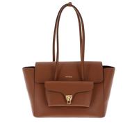 Coccinelle Leder Shopper Umhängetasche Double Beat Grained Leather Handbag Cognac braun