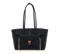 Coccinelle Leder Shopper Umhängetasche Double Beat Grained Leather Handbag Noir schwarz