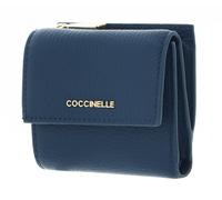 Coccinelle Leder Geldbörse Metallic Soft Wallet Grained Leather Deep Blue blau