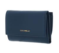 Coccinelle Geldbörse Metallic Soft RFID genarbtes Leder Damen Blaugrau