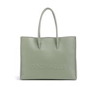 Coccinelle Myrtha Maxi Logo Shopper graugrün, genarbtes Leder, Damen
