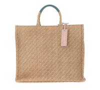 COCCINELLE Never Without Bag Rafia Handbag Natural / Aqua