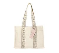COCCINELLE Never Without Bag Ribbon Handbag Canvas Fabric Natural