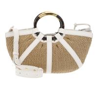 COCCINELLE Shell Straw Handbag Natural / Pearl