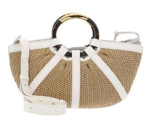 COCCINELLE Shell Straw Handbag Natural / Pearl