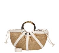 COCCINELLE Shell Straw Handbag Natural / Pearl