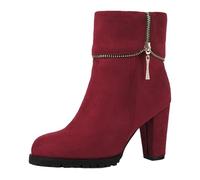 Cocey Damen Mode Stiefeletten mit Blockabsatz | Stiefeletten aus Synthetischem Wildleder, 9cm Absatz für Büro & Freizeit (Rot, 37 EU)