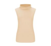 Cocila Ärmellos Tank Top Damen Tee Womens Fit Turtleneck Slim Blouse Shirt Sleeveless Solid Women's Features: Kurzes (Beige, XL) Ärmellose Bluse Große Größen Sommer Weisses White Women Elegant