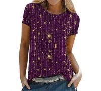 Cocila Basic Shirt Damen Langarmshirts Für Damen-Shirt 2026, Glitzer-Shirt, Modisches Sternen-Shirt, Rundhalsausschnitt, Kurzarm-Top, Outfit Netz- (Multicolor, L) Kaschierende Oberteile