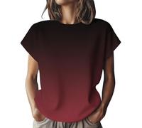 Cocila Basic Shirt Damen Langarmshirts Für EIN Lässiger, Kurzärmeliger Strickpullover Mit Süßem Halloween-Aufdruck Unterzieher Bluse (Red, M) Blusen Sommer Elegant Italienische Mode Leinen