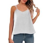 Cocila Basic Top Damen Modisches Und Sexy -Unterhemd Baumwolle Leinen Für Mit V-Ausschnitt Schmalen Schultergurten Camisole-Oberteil Ohne Träger (White, S) Spitzentop Weiß Sommer Tops Schwarzes