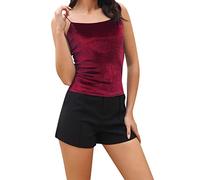 Cocila Basic Top Damen Women's Velvet Outside Wearing A Coat Tanktop Mit Ausschnitt (Wine, S) Rotes Sexy Sommer Pink Weisses Spitze Tank Weiss Tops Für Grünes Shirt Baumwolle Ärmellos Häkel