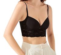 Cocila BH Ohne Bügel Für Empfindliche Haut Damen-BH Mit Niedrigem Rücken, Spitze, Glänzend, U-Form, Rückenfreier Schlafen Kleidung Damen (Black, 75A) Super Push Up Prima Donna Set Sticky Bra