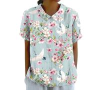 Cocila Bluse Damen Elegant Oberteile Damen Leinen Art Floral Rundhals Lose Pullover Top Freizeithemd T-Shirt Deichkind T Shirt Damen Leinenbluse Damen Hemd T Shirt Damen Figurumspielend