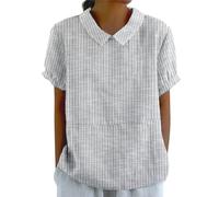 Cocila Bluse Damen Elegant Retro Gestreift Locker T-Shirt Sommer Schmetterling Pailletten Blusen Freizeithemd