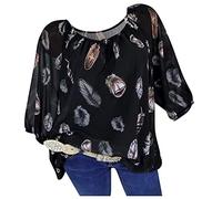 Cocila Blusen & Tuniken für Damen Ellbogen V-Ausschnitt Sommer Freizeit Tops Damen Ärmel Bedrucktes Loses T-Shirt Damenbluse Holzfäller Gefüttert Damen Casual Bluse Damen T Shirt Unterhemd Damen
