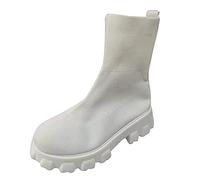 Cocila Chelsea Boots für Damen Farbe Gestrickt Pure Fashion Lässige Kurze | Stiefel Größe Damenstiefel Winterboots Ankle Wetterfeste Schuhe Curto Schnürboots Stiefeletten Herbst Schnür Gummistiefel