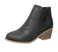 Cocila Chelsea Boots für Damen Und Winterstiefeletten Mit Seitlichem Spitze | Reißverschluss Durchbrochener Quadratischem Absatz Cowboy Winterboots Schuhe Stiefeletten Stiefel Western Festival