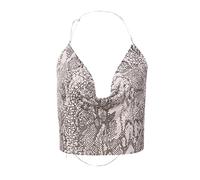 Cocila Damen Cami Tank Top Frauen-Druck-Ketten-Reizvolle Kleidung, Die Justierbare Ärmellose Rückenfreie Neckholder-Crop-Top-Verein-Weinlese-Trägershirts Bördelt Glitzer (E, M) Summer Pinkes