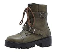 Cocila Damen Chelsea Boots Buckle Winter Female Lace Schuhe Stiefel Short | Soft Fashion Belt Damenstiefel Westernstiefel Herbst Stiefeletten Winterstiefel Western Cowboy Herbstschuhe Warm