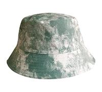 Cocila Damen Fischerhüte Sonnenhut Strandhut Neutral Bedruckter, Doppelseitiger, Tragbarer Fischerhut Mit Tie-Dye-Print, Fischerhut, Sonnenblende Schlapphut Schwarz (Green, M) Bucket Hat