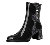 Cocila Damen Stiefeletten Ankle Boots Flache Sohle Outdoor Color Heels Pure Schuhe Fashion Leather Chunky Women's Short Thermische Damenstiefel Gummistiefel Halbhoch Stiefel Warm Winterschuhe