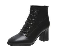 Cocila Damen Stiefeletten Schuhe Thermal Fashion Pure Chunky Color Heels | Lederstiefel Damenstiefel Herbst Stiefel Chelsea Ankle Boots Elegant Winter Bikerboots Reitstiefeletten Reitstiefel