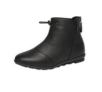 Cocila Damen Stiefeletten Winterschuhe Wasserdicht Flache Herbst Pure Shoes Fashion Boots Retro Kurze Farbe Reißverschluss Atmungsaktive Winter Damenstiefel Breite Füße Warme Winterstiefel