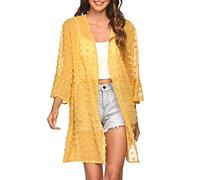 Cocila Damen-Strickjacke Mit 3/4-Ärmeln Aus Leinen Für Den Sommer Leichte Sommer-Strickjacken Frauen Durchsichtige Bluse Dot Chiffon Cardigan Strandabdeckung 3/4-Ärmel-Cardigan Damen Sexy Tops