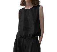 Cocila Damen Tank Top Ärmellos Doppellagiges Ärmelloses Baumwolle Und Leinen Outfit (Black, M) Tanktop Weiß Oberteile Sexy Sommer Tops Schwarzes Blaues Grün Shirt T Gelb Pink Blusentop Cartoon