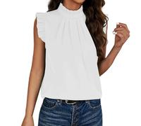 Cocila Damen Tank Top Ärmellos T-Shirt Mit Einfarbigem, Kurzärmeligem Spitzen-Oberteil Quadratischem Ausschnitt Weites Shirt (White, S) Schwarz Weißes Oberteil Weiß Ärmellose T-Shirts Elegant