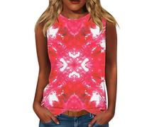 Cocila Damen Tops Sexy U-Ausschnitt Tank Top T Shirt Ärmelloses Oberteil Rundhals Elegantes Mit Flügelärmeln Einfarbig Strukturiertes Casual Basic Kurzarmshirt Grünes (Hot Pink, XL) Bluse