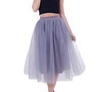 Cocila Damen Tüllrock 50Er Rock Frauen Plus Size Mesh Plissee Princess Bubble N Roll Kleider (Grey, One Size) Weiß Lang Blau Schwarz Weiss Grüner Kostüm Neon Petticoat Tutu Lila Mädchen Blaues