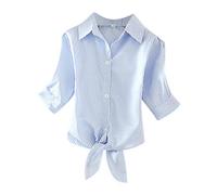 Cocila Damen Tuniken Blusen Sommer Lässige Kragen Turn-Down-Hemd Ladeis Mode Ärmeloberteile Knopf-Frauen Kurze Damenbluse Lack Oberteil Damen Bluse Damen Elegant Knöpfe Cicil. Damen T Shirts