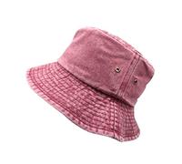 Cocila Fischerhut Bucket Hat Herren Damen Unisex Washed Old Solid Color Atmungsaktives Loch Hollow Denim Fisherman Teenager (Wine, One Size) Sommer Sonnenhut Festival Hut Schwarz Sonnenhüte Für