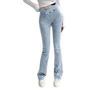 Cocila Jeans Damen High Waist Damenhose Mit Hoher Elastischer Taille Und Schmaler Passform Sexy Jeans-Flare-Hose Weste Schwarz (A L) Blaue Skinny Stretch Hose Petite Strechhosen Für Damen-