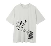 Cocila Leinenbluse Damen Elegante 3/4 Arm Rüschenbluse Oberteile T Shirt Kurzarm Bluse Mit Rundhals Bunt Blumen Print Tee Tops Pullover Teenager Mädchen Pulli Tunika Freizeit Shirts Longbluse