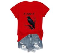 Cocila Leinenbluse Damen Elegante 3/4 Arm Rüschenbluse Workout T-Shirts Athletic Plus Size Tops Trendy Kleidung 2025 Kurzarm Frühling T-Shirt T Shirt (Red, L) Tunika Sommer Leinen Oberteil